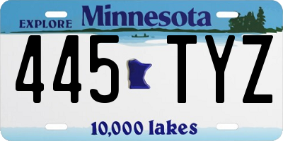 MN license plate 445TYZ