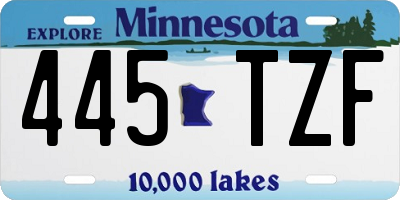 MN license plate 445TZF