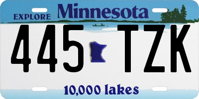 MN license plate 445TZK