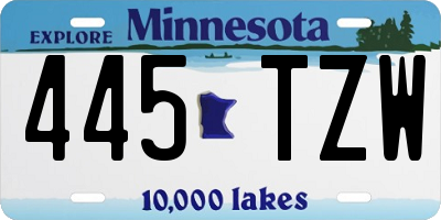 MN license plate 445TZW