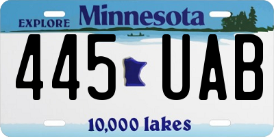 MN license plate 445UAB