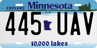 MN license plate 445UAV