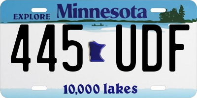MN license plate 445UDF