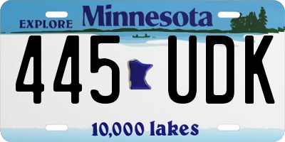 MN license plate 445UDK