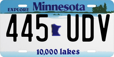 MN license plate 445UDV