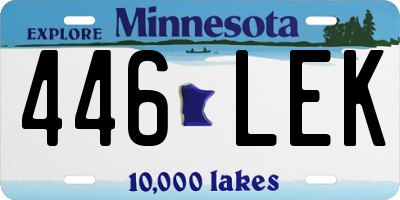 MN license plate 446LEK