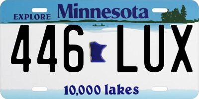 MN license plate 446LUX