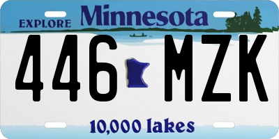 MN license plate 446MZK