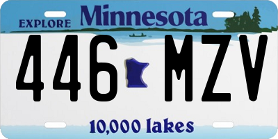 MN license plate 446MZV