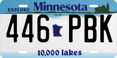 MN license plate 446PBK