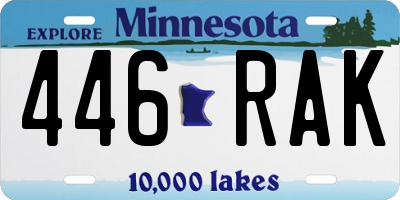 MN license plate 446RAK