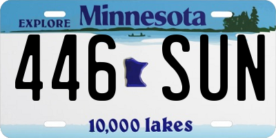 MN license plate 446SUN