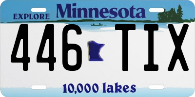 MN license plate 446TIX
