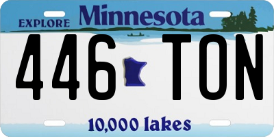 MN license plate 446TON