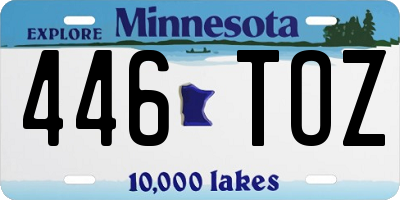 MN license plate 446TOZ