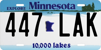 MN license plate 447LAK