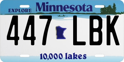 MN license plate 447LBK