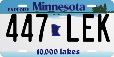 MN license plate 447LEK