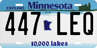 MN license plate 447LEQ