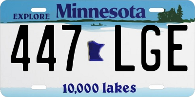 MN license plate 447LGE