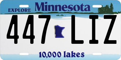 MN license plate 447LIZ