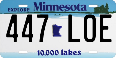 MN license plate 447LOE