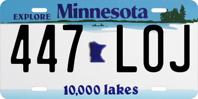 MN license plate 447LOJ