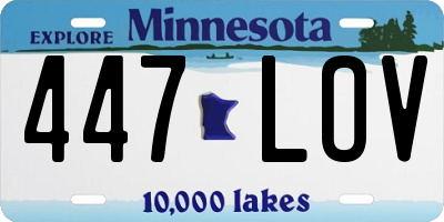 MN license plate 447LOV