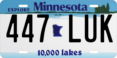 MN license plate 447LUK