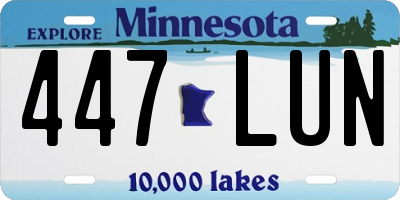 MN license plate 447LUN