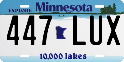 MN license plate 447LUX