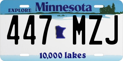 MN license plate 447MZJ