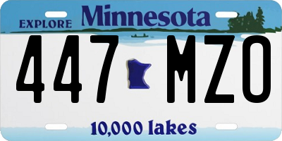 MN license plate 447MZO