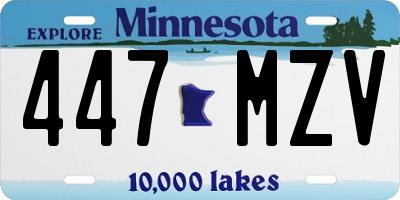MN license plate 447MZV