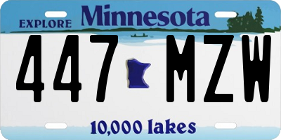 MN license plate 447MZW