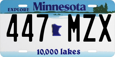 MN license plate 447MZX