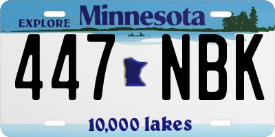 MN license plate 447NBK