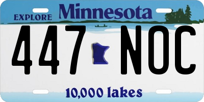 MN license plate 447NOC