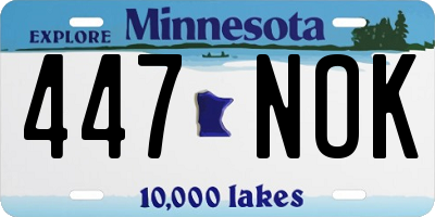 MN license plate 447NOK