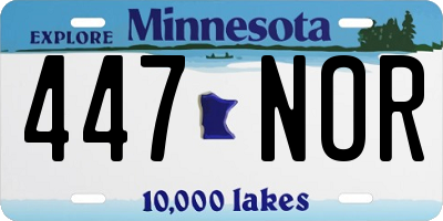 MN license plate 447NOR