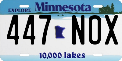 MN license plate 447NOX