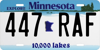 MN license plate 447RAF