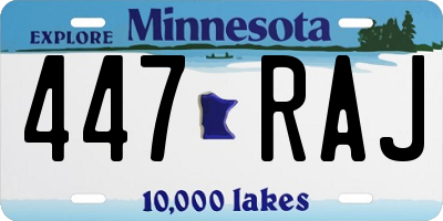 MN license plate 447RAJ