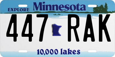 MN license plate 447RAK