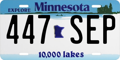 MN license plate 447SEP