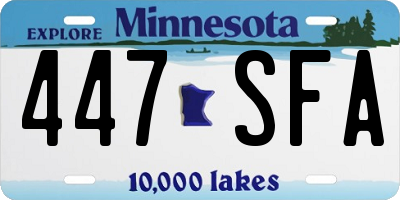 MN license plate 447SFA