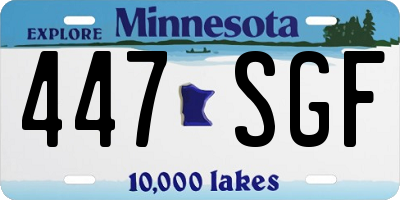 MN license plate 447SGF
