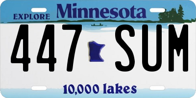MN license plate 447SUM