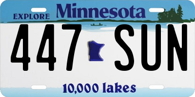 MN license plate 447SUN