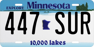 MN license plate 447SUR